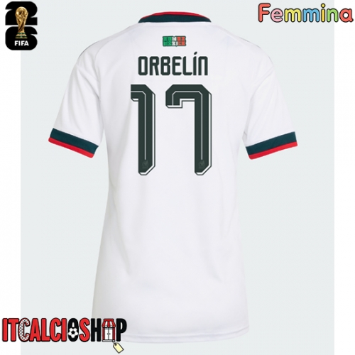 Messico Orbelin Pineda #17 Seconda Maglia Femmina Mondiali 2026 Manica Corta